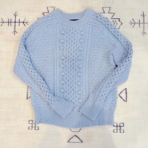 J crew wool fisherman cable knit sweater sz S blue